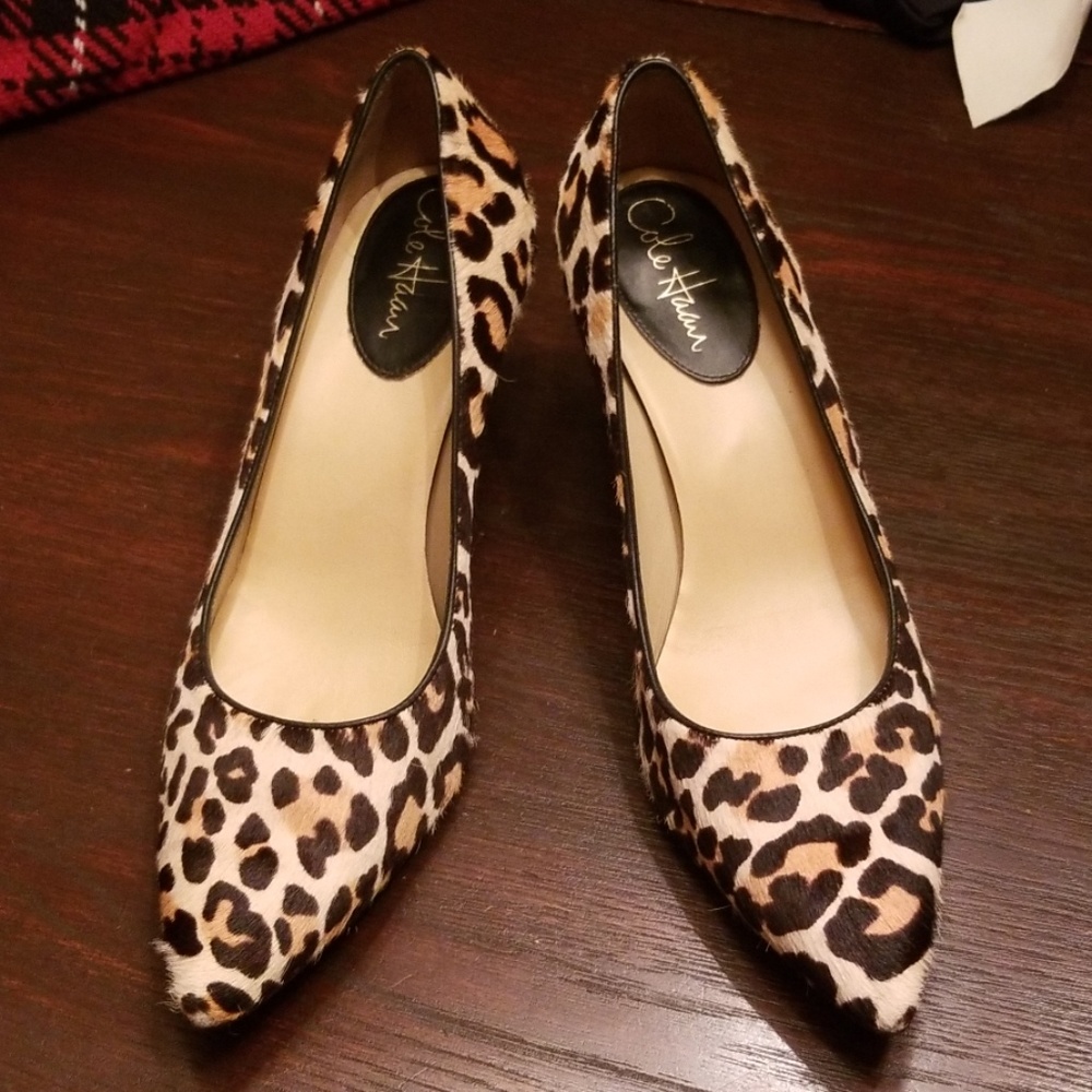 Cole Haan leopard calf hair heels pumps